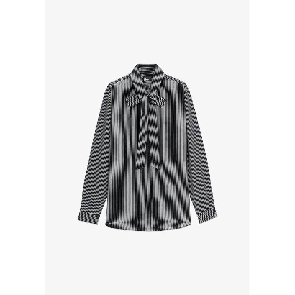 The Kooples Micro Striped 100% Silk Tie-Neck Blouse Size US S / FR 1 $415 NWT - Picture 4 of 11